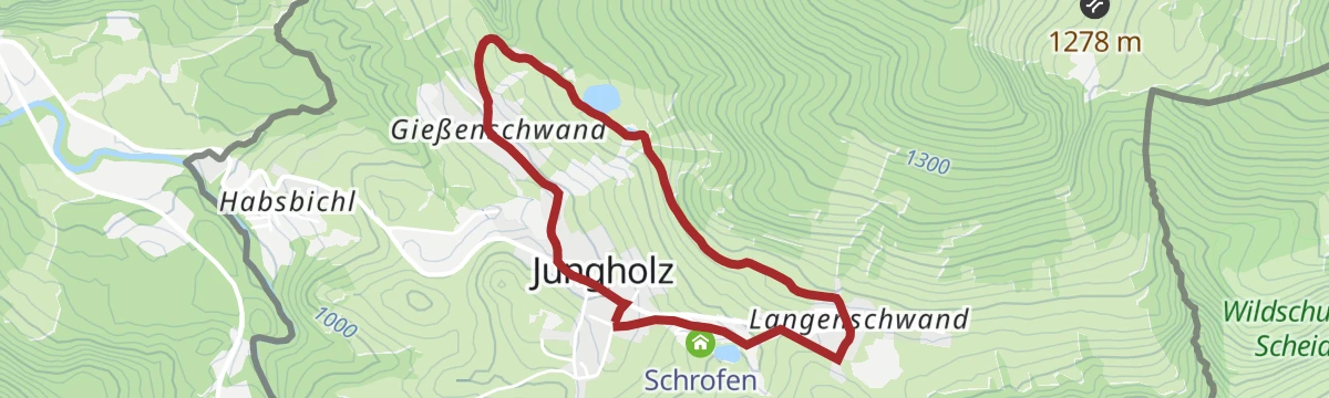 Route map: Höhenweg (Panoramaweg) Jungholz